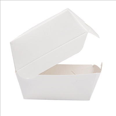 MINI BOÎTES BURGER  250 G/M2 5,3x5,7x5 CM BLANC CARTON (500 UNITÉS)