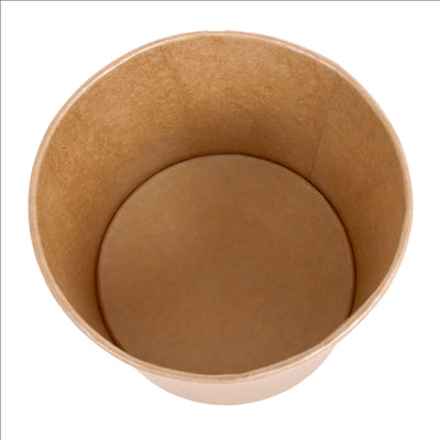 CONTAINERS POULET + COUVERCLES 1920 ML 337 + 18PE G/M2 Ø 16,8/13,9x12,3 CM NATUREL KRAFT (300 UNITÉS)