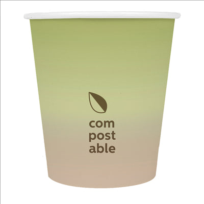 GOBELETS BOISSONS FROIDES ET CHAUDES 1 PAROI 'COMPOSTABLE GRADIENT' 180 ML 260 G/M2 Ø7,2/5,3x7,8 CM BLANC CARTON (1000 UNITÉS)