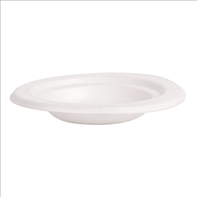 ASSIETTES 'BIONIC'  Ø9,5x1,5 CM BLANC BAGASSE (1000 UNITÉS)