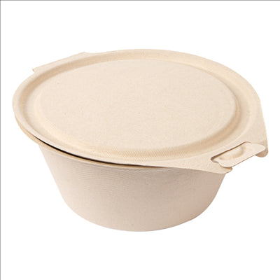 RÉCIPIENTS AVEC CHARNIERE 'BIONIC' 1300 ML 20x13,5x8 CM NATUREL BAGASSE (300 UNITÉS)