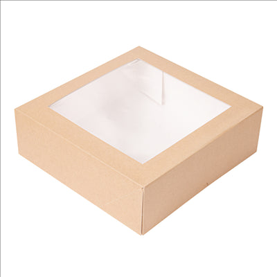 BOÎTES PÂTISSERIES AVEC FENÊTRE 'THEPACK' 240 G/M2 + OPP 23x23x7,5 CM NATUREL CARTON ONDULÉ NANO-MICRO (200 UNITÉS)