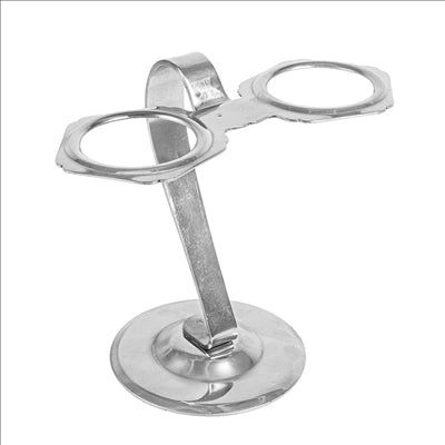 SUPPORT POUR 2 CORNETS À GLACE  11x7,5 CM ARGENTE INOX (1 UNITÉ)