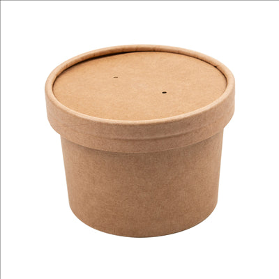 RÉCIPIENTS +COUVERCLES 240 ML - 8 oz 300 + 18 PE G/M2 Ø9/7,5x6 CM NATUREL KRAFT (250 UNITÉS)