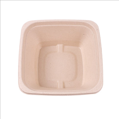 BOLS CARRÉS 'BIONIC' 950 ML 18x18x7 CM NATUREL BAGASSE (400 UNITÉS)