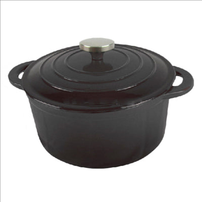 COCOTTE RONDE AVEC COUVERCLE 5800 ML Ø 28(33,3)x13 CM NOIR FER (3 UNITÉS)