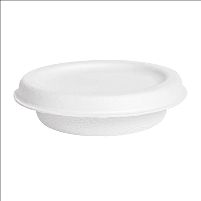 MINI POTS + COUVERCLES 'BIONIC' 30 ML Ø 6,2x2+0,7 CM BLANC BAGASSE (1000 UNITÉS)