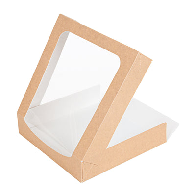RÉCIPIENTS SUSHI+FÊNETRE 'THEPACK' 220 G/M2 + OPP 23x23x5 CM MARRON CARTON ONDULÉ NANO-MICRO (300 UNITÉS)