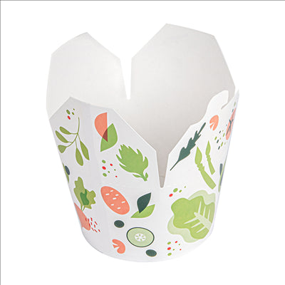 RÉCIPIENTS SALADIERS 'SALAD' 1000 ML 305 + 18 PE G/M2 Ø12,3x8,5 CM BLANC CARTON (300 UNITÉS)