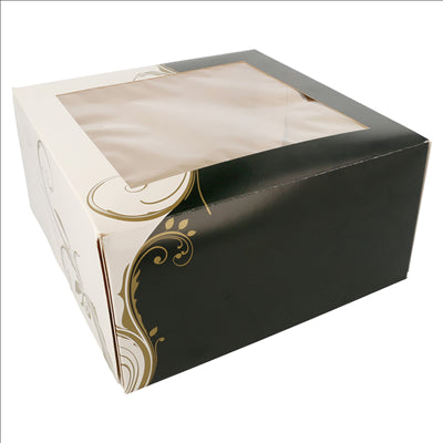 BOÎTES PÂTISSERIES AVEC FENÊTRE 'THEPACK CLASSIC' 250 G/M2 24x24x12 CM BLANC CARTON ONDULÉ NANO-MICRO (100 UNITÉS)