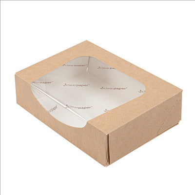 RÉCIPIENTS SUSHI+FÊNETRE ECO 'THEPACK' 220 G/M2 17,5x12x4,5 CM NATUREL CARTON ONDULÉ NANO-MICRO (400 UNITÉS)