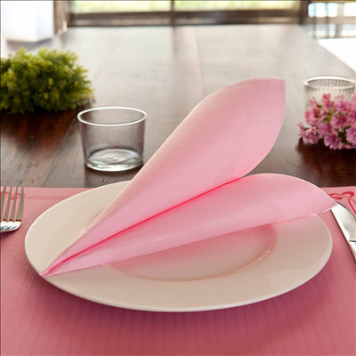 SERVIETTES ECOLABEL 'DOUBLE POINT' 18 G/M2 39x39 CM ROSE OUATE (1200 UNITÉS)