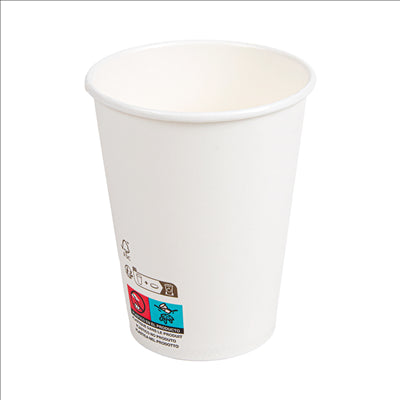 GOBELETS BOISSONS FROIDES ET CHAUDES 1 PAROI 'COMPOSTABLE' 360 ML - 12 oz 300 G/M2 Ø9/6x11 CM BLANC CARTON (1000 UNITÉS)