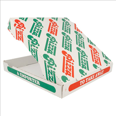 BOÎTES PIZZA MICROCANNELURE 100% VIERGE  340 G/M2 26x26x3,5 CM BLANC CARTON (100 UNITÉS)