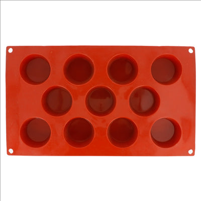 MOULE MUFFIN Ø5,1x2,8 CM  17,5x30 CM ROUGE SILICONE (1 UNITÉ)