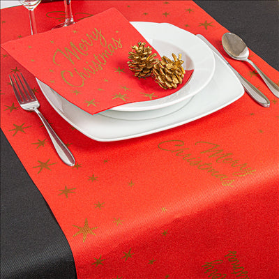 SERVIETTES 'MERRY CHRISTMAS' 55 G/M2 40x40 CM ROUGE AIRLAID (700 UNITÉS)