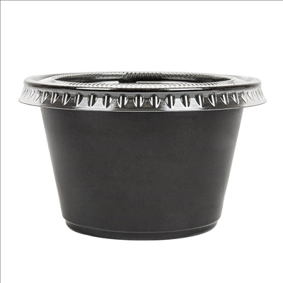 50 PETITS POTS + 50 COUVERCLES 120 ML Ø7,4x4,6 CM NOIR PP (24 UNITÉS)