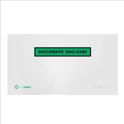 ENVELOPPES AUTOCOLLANTES POUR E-COMMERCE PORTE-DOCUMENTS OUVERTURE PAR LE HAUT  24,4x13 CM int. BLANC CELLULOSE (1000 UNITÉS)