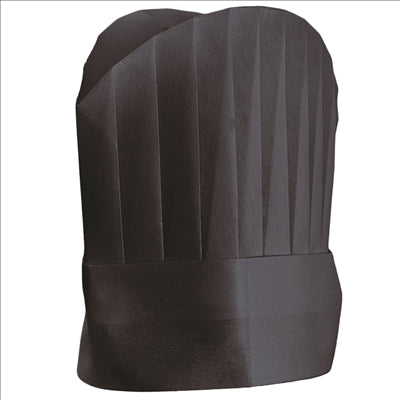 TOQUES CONTINENTAL CHEF'S "ROUND TOP"  25 CM NOIR AIRLAID (10 UNITÉS)