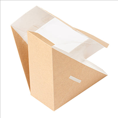 BOÎTES SANDWICH AVEC FENÊTRE - SIMPLE 'THEPACK' 220 G/M2 + OPP 12,4x12,4x5,5 CM NATUREL CARTON ONDULÉ NANO-MICRO (500 UNITÉS)