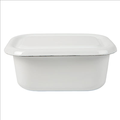 RÉCIPIENTS AVEC COUVERCLE 'ENAMELWARE' 850 ML 18x13x7,5 CM BLANC ACIER ÉMAILLÉ (4 UNITÉS)