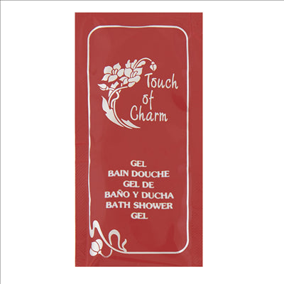 SACHETS GEL DOUCHE 'TOUCH OF CHARM' 10 ML 10x5 CM BORDEAUX PET (1000 UNITÉS)