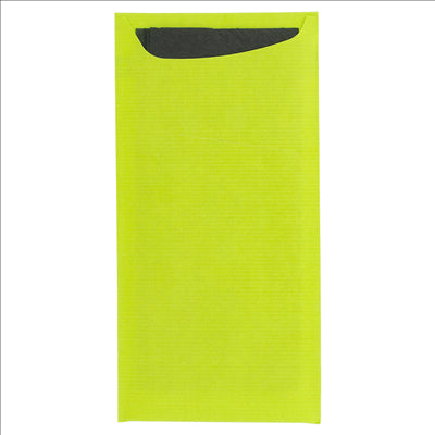 SACS COUVERTS + SERVIETTE 'JUST IN TIME' 90 + 10PE G/M2 11,2x22,5 CM VERT ANIS CELLULOSE (400 UNITÉS)