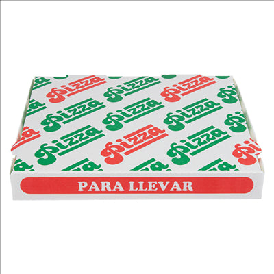 BOÎTES PIZZA 'THEPACK' 330 G/M2 24x24x3 CM BLANC CARTON ONDULÉ MICROCANAL (100 UNITÉS)