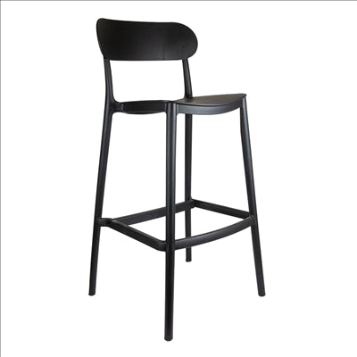 TABOURET HAUT AVEC DOSSIER 'SUPRA-TEK'  52x46x102 CM NOIR PP (4 UNITÉS)