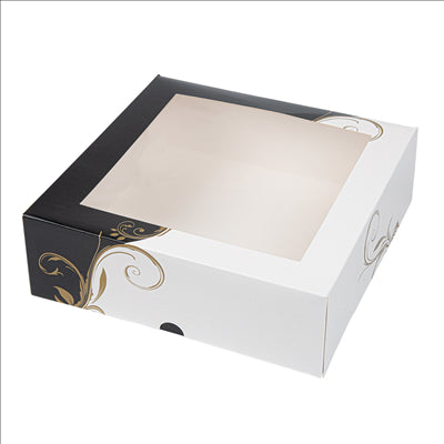 BOÎTES PÂTISSERIES AVEC FENÊTRE 'THEPACK CLASSIC' 250 G/M2 23x23x7,5 CM BLANC CARTON ONDULÉ NANO-MICRO (200 UNITÉS)