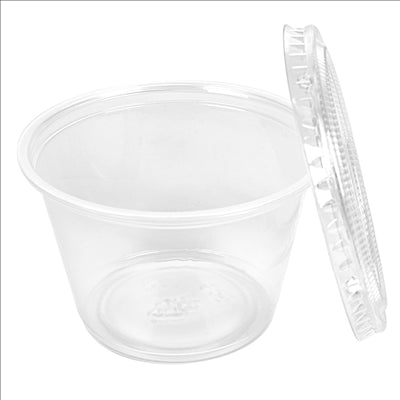 50 PETITS POTS + 50 COUVERCLES 120 ML Ø7,4x4,6 CM TRANSPARENT PP (24 UNITÉS)