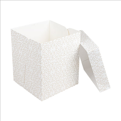 BOÎTES PATISSERIES HAUTES SANS FENÊTRE 'THEPACK DECO' 330 G/M2 25,4x25,4x30,5 CM BLANC CARTON ONDULÉ MICROCANAL (30 UNITÉS)