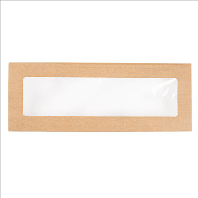 COUVERCLES AVEC FENÊTRE POUR BOÎTES 254.66 'THEPACK' 240 G/M2 11x30x2 CM NATUREL CARTON ONDULÉ NANO-MICRO (200 UNITÉS)