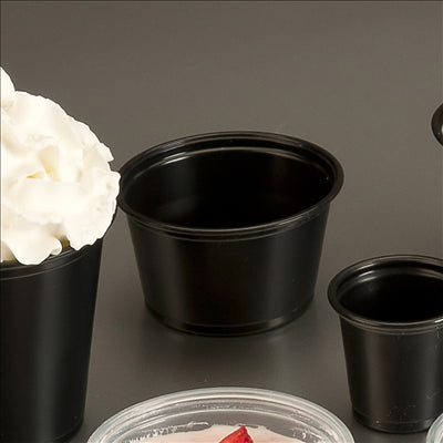 PETITS POTS MICRO-ONDABLES 60 ML Ø6,2x3,2 CM NOIR PP (2500 UNITÉS)