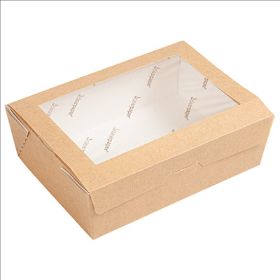 BOÎTES AVEC FENÊTRE ECO 'THEPACK' 1000 ML 220 G/M2 12x17x5,5 CM NATUREL CARTON ONDULÉ NANO-MICRO (200 UNITÉS)