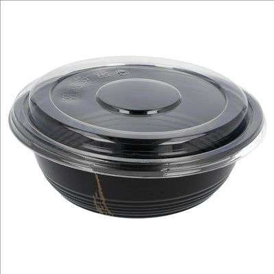BOLS + COUVERCLES 700 ML Ø 17x6,1 CM NOIR PP (500 UNITÉS)