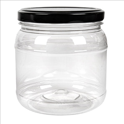 POT AVEC COUVERCLE 500 ML Ø10x10,5 CM TRANSPARENT PET (88 UNITÉS)