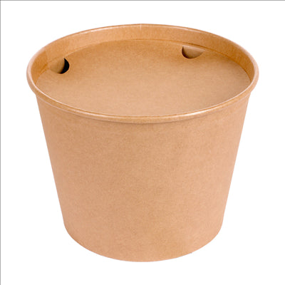 CONTAINERS POULET + COUVERCLES 4500 ML 337 + 18PE G/M2 Ø 21,6/16x16,6 CM NATUREL KRAFT (120 UNITÉS)