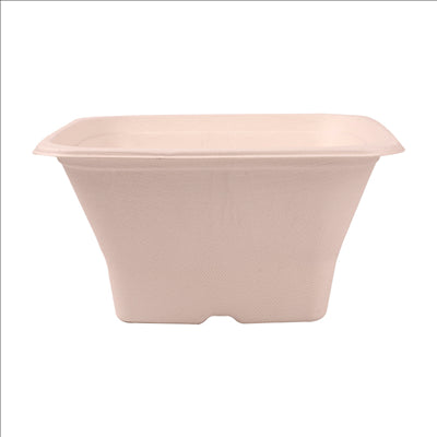 BOLS CARRÉS 'BIONIC' 1,2 L 18x18x9 CM NATUREL BAGASSE (400 UNITÉS)