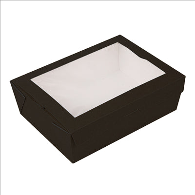 BOÎTES AVEC FENÊTRE 'THEPACK' 1980 ML 230 G/M2 + OPP 19,8x14x6,4 CM NOIR CARTON ONDULÉ NANO-MICRO (150 UNITÉS)