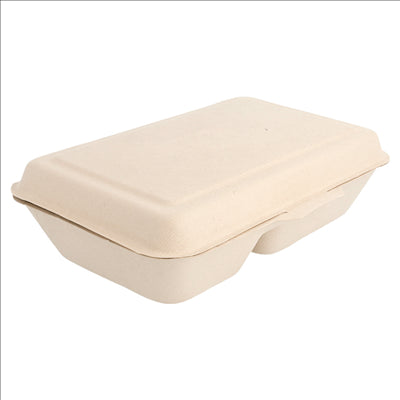 COQUILLES 2 COMPART. 'BIONIC' 1 L 16,5x22,5x6,4 CM NATUREL BAGASSE (500 UNITÉS)