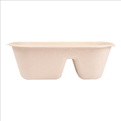 LUNCH BOXES 2 COMPART. 'BIONIC' 1000 ML 22x12,9x6,85 CM NATUREL BAGASSE (500 UNITÉS)