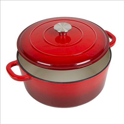COCOTTE RONDE AVEC COUVERCLE 5,2 L Ø 26x11,5 CM ROUGE FER (2 UNITÉS)