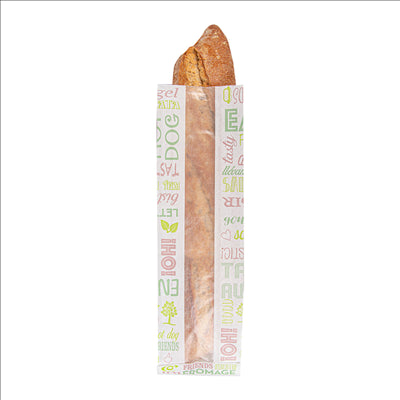 SACHETS BAGUETTE ROND AVEC FENÊTRE ECO 'PAROLE' 32 G/M2 9+4,5x30 CM BLANC PARCH.INGRAISSABLE (250 UNITÉS)