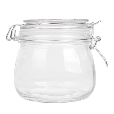 RÉCIPIENT STOCKAGE + FERMETURE CLIP 500 ML Ø 9,5x10,5 CM TRANSPARENT VERRE (24 UNITÉS)