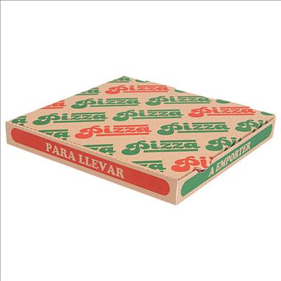 BOÎTES PIZZA 'THEPACK' 330 G/M2 24x24x3 CM NATUREL CARTON ONDULÉ MICROCANAL (100 UNITÉS)