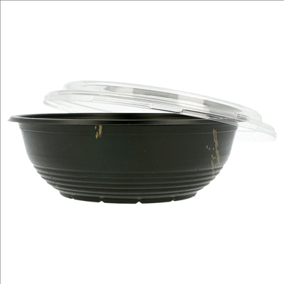 BOLS + COUVERCLES 900 ML Ø 18,6x6,1 CM NOIR PP (400 UNITÉS)