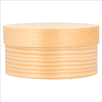 MINI BOÎTES CYLINDRIQUES + CARTON ET CAPSULE  Ø 8x4 CM NATUREL BOIS (200 UNITÉS)