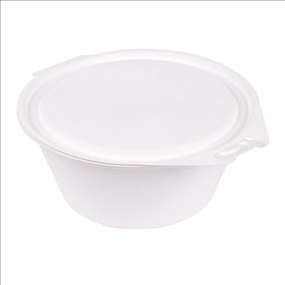 RÉCIPIENTS AVEC CHARNIERE 'BIONIC' 600 ML 18x13,5x5 CM BLANC BAGASSE (300 UNITÉS)