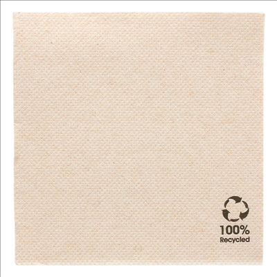 SERVIETTES ECOLABEL 'DOUBLE POINT' 19 G/M2 20x20 CM NATUREL OUATE RECYCLÉE (2400 UNITÉS)